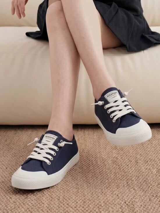 Rockfish Shoes - Rockfish Navy Casual Lightweight Women's Slip-On Canvas Sneakers Size 5